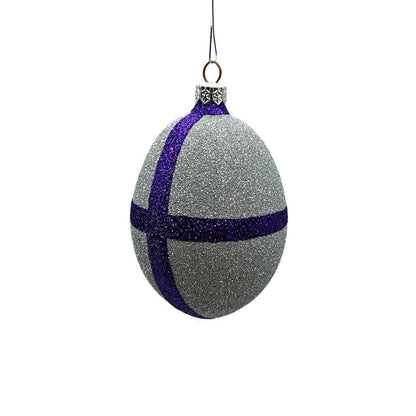 Patricia Breen Eggs Set of 3 Purple Blue Silver Easter Christmas Tree Ornament