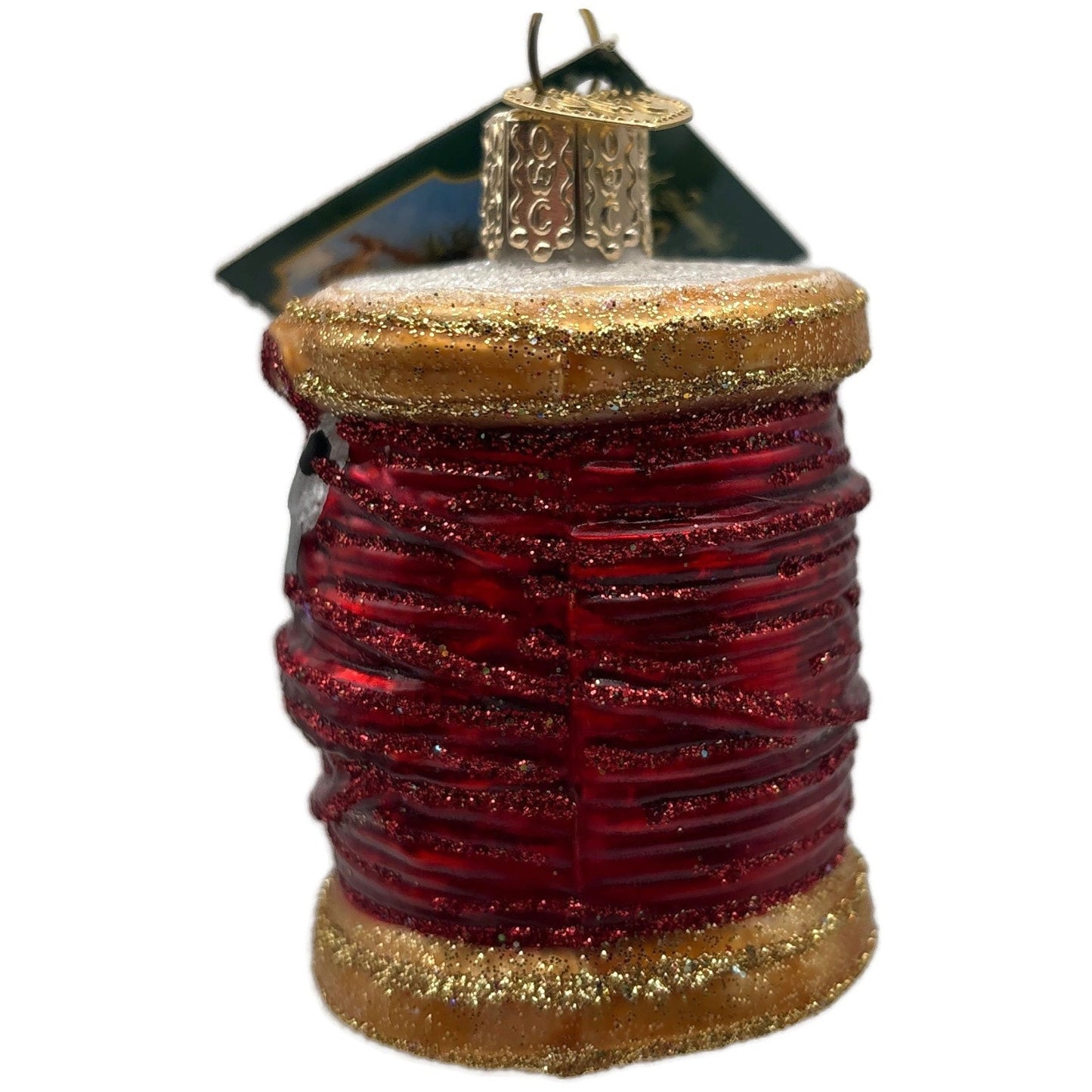 Spool of Thread Sewing Needle Quilter Merck Old World Christmas Red Ornament OWC