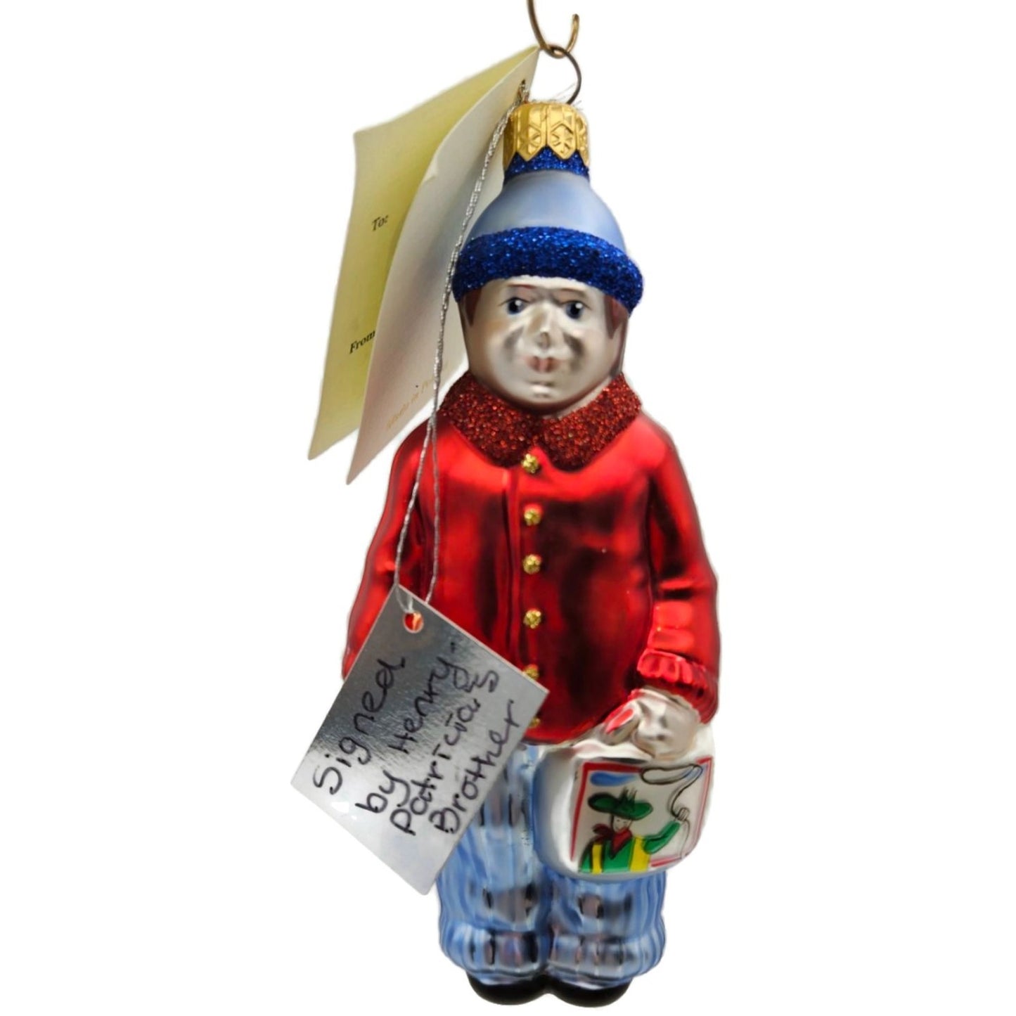 Patricia Breen Henrys First Day Of School Red Blue Signed Christmas Ornament