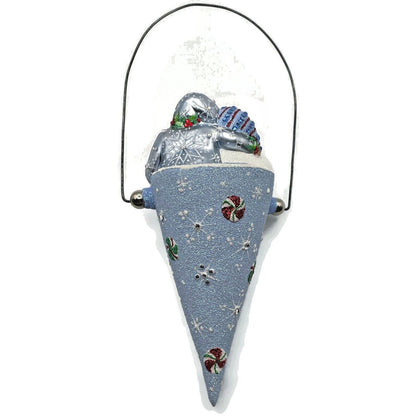 Patricia Breen Victorian Candy Cone Gingerbread Men Blue Christmas Tree Ornament