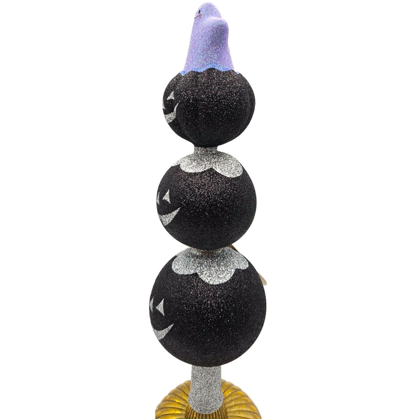 Patricia Breen Ghostly Finial Black Pumpkin Jack-O-Lantern Halloween Tree Topper