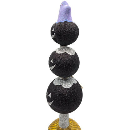 Patricia Breen Ghostly Finial Black Pumpkin Jack-O-Lantern Halloween Tree Topper