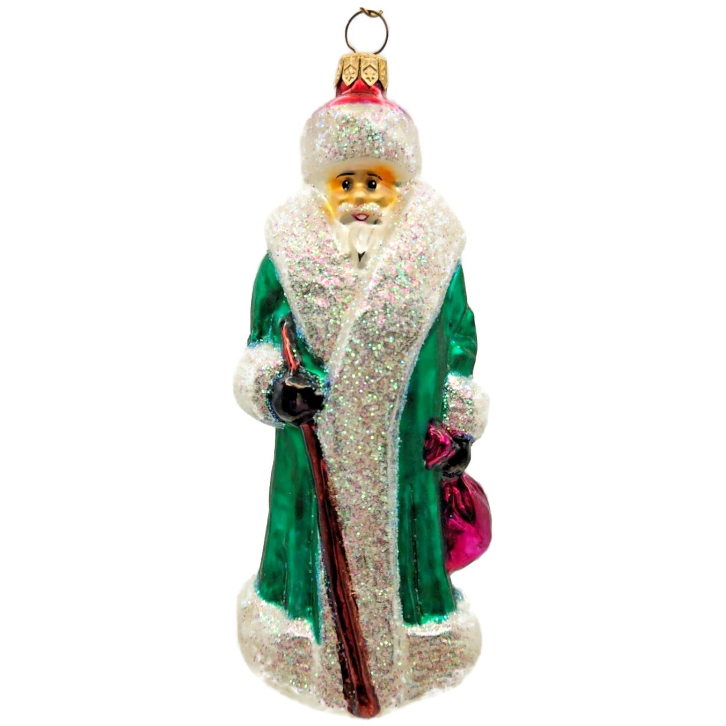 Christopher Radko Aqua Russian Santa Green Christmas Tree Ornament 91-112-7