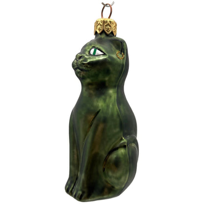 Patricia Breen Egyptian Cat Or Pharaoh's Cat Matte Green Christmas Tree Ornament