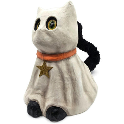 Bethany Lowe Casper Ghost Cat Friendly Spooky Star Paper Mache Halloween Decor