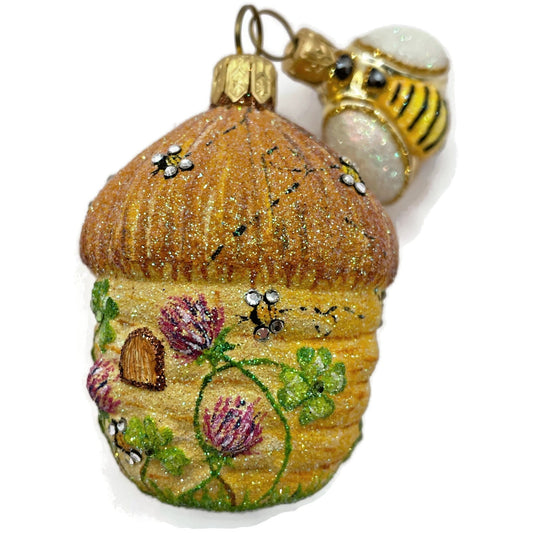 Patricia Breen Clover Beeskep And Bee Glittered Wings Spring Christmas Ornament