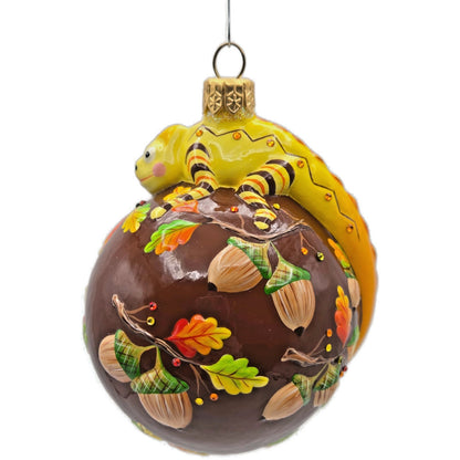 Patricia Breen Happy Holidays Hamish Autumnal Chameleon Fall Christmas Ornament