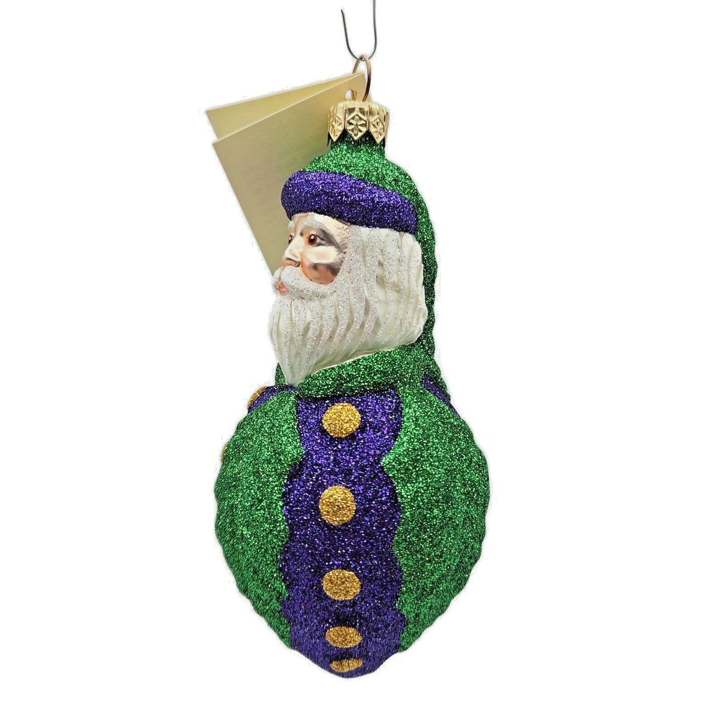 Patricia Breen Hollyberry Santa Claus Purple Green Christmas Tree Ornament