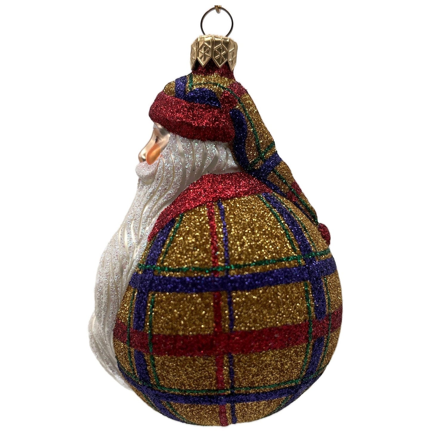 Patricia Breen Santa Du Monde Plaid Red Gold Christmas Tree Ornament CATZ