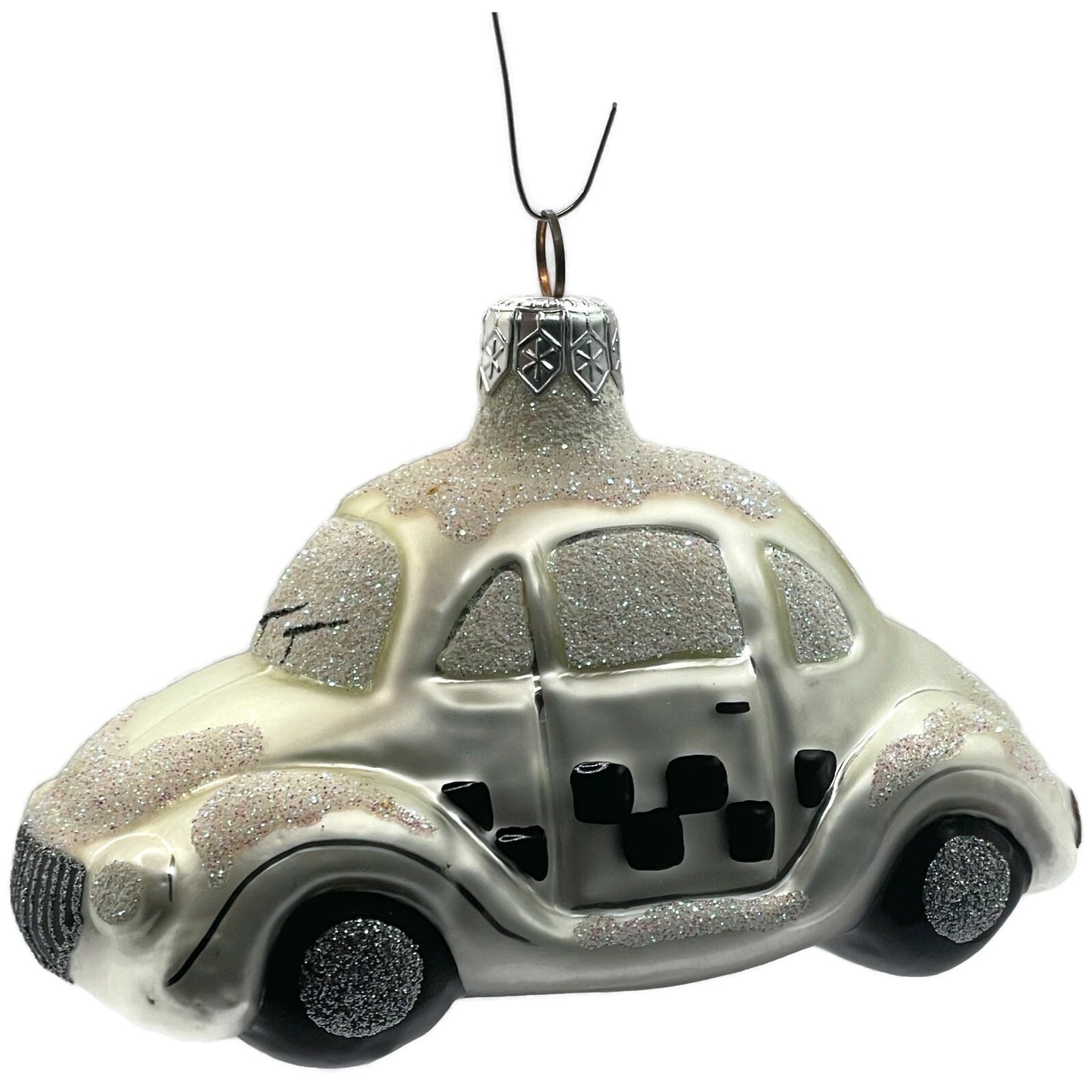 Patricia Breen Little Yellow Taxi Pearl Car Extra Glitter Christmas Ornament
