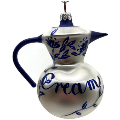 Patricia Breen Sweet Cream Pearl Flower Blue Spout Spring Christmas Ornament
