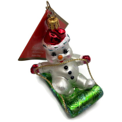 Christopher Radko Frosty Snow Scamp Snowman Glass Christmas Ornament 3011993