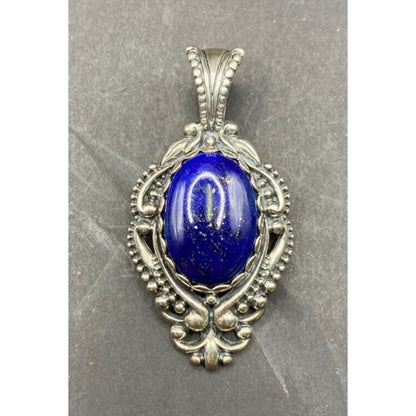 Carolyn Pollack Lapis Lazuli Oval Gemstone Pendant 925 Sterling Silver Filigree