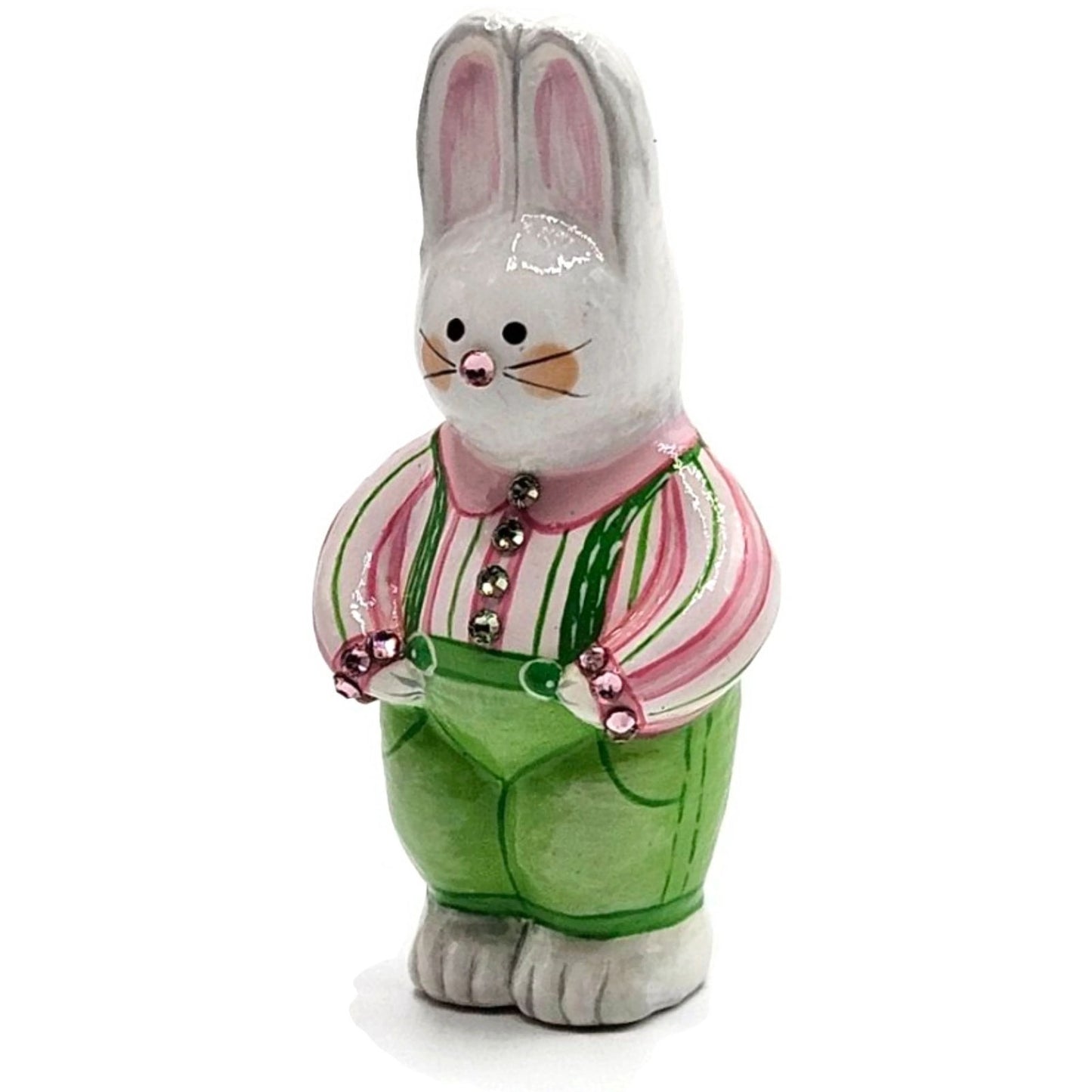 Patricia Breen Miniature Sculpture Bunny Boy Suspender Easter Christmas Ornament