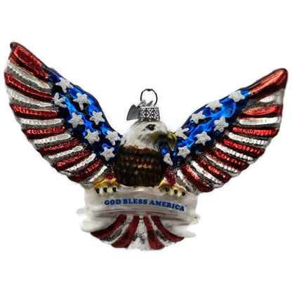 Patriotic Eagle God Bless America Christmas Tree Ornament Kurt Adler Noble Gems