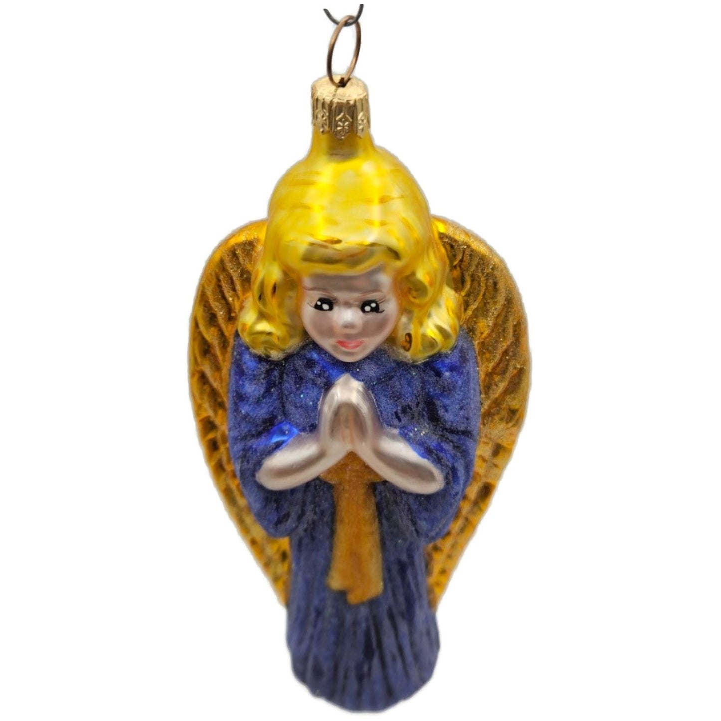 Christopher Radko Choir Angel Blue Gold Christmas Tree Ornament 97-044-0