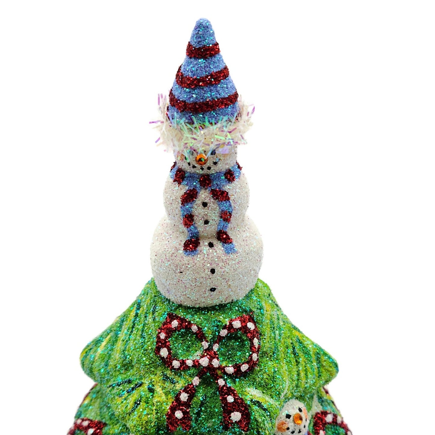 Patricia Breen Snowman Topiary Blue Red Stripe Free Standing Christmas Ornament