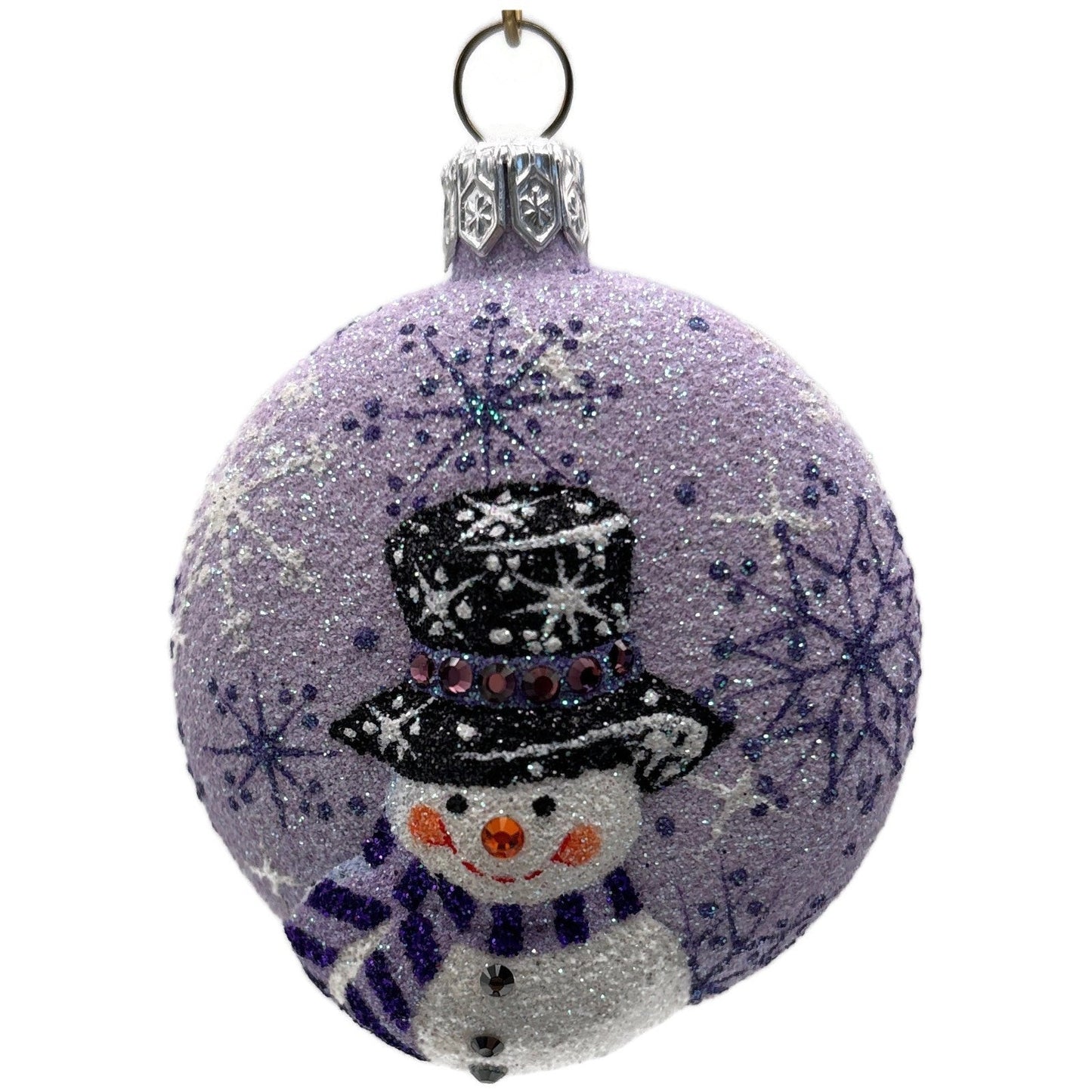 Patricia Breen Frosty Medallion Lavender Snowman Snowflakes Christmas Ornament