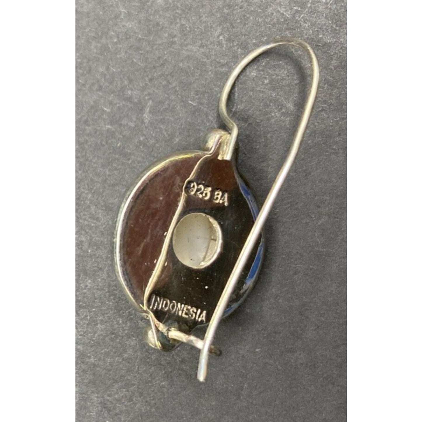 Mother Of Pearl Scroll Hook Drop Earrings Oval Gemstone 925 Sterling Silver BA