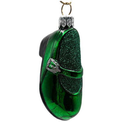 Patricia Breen Little Ones Shoe Green Silver Buckle Christmas Tree Ornament NM