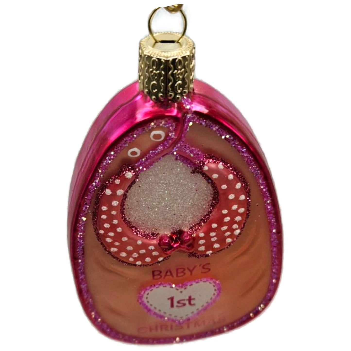 Old World Christmas Pink Baby Bib Girl Baby First Christmas Holiday OWC Ornament