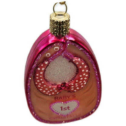 Old World Christmas Pink Baby Bib Girl Baby First Christmas Holiday OWC Ornament