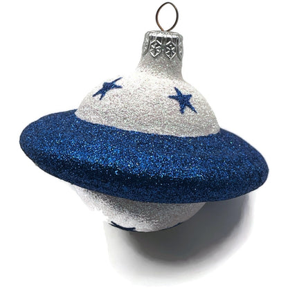Patricia Breen A Walk on the Moon Planet Blue Stars Christmas Holiday Ornament