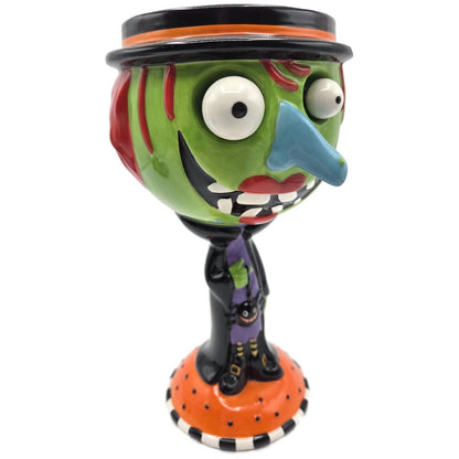 Department 56 Halloween Google Eye Goblet Witch Glass Candy Dish Party Decor