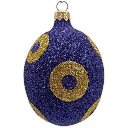 Patricia Breen Egg Purple Gold Polka Dot Easter Christmas Tree Ornament Glitter