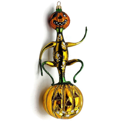 Slavic Treasures Jack on Jack Pumpkin Gold Skull Halloween Ornament D-20M-08
