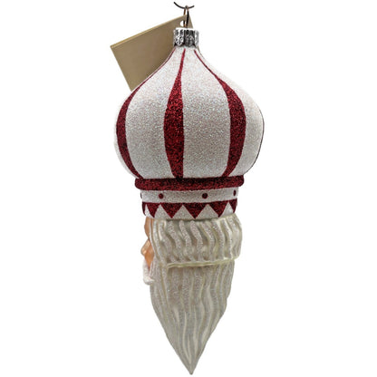 Patricia Breen Nuit Noel Red White Striped Santa Head Christmas Tree Ornament NM
