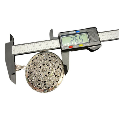 Doug Paulus Silver Floral Filigree Round Medallion Pendant 925 Sterling Silver