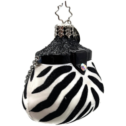 Christopher Radko Viva La Mode Zebra Purse Handbag Christmas Ornament 1012039