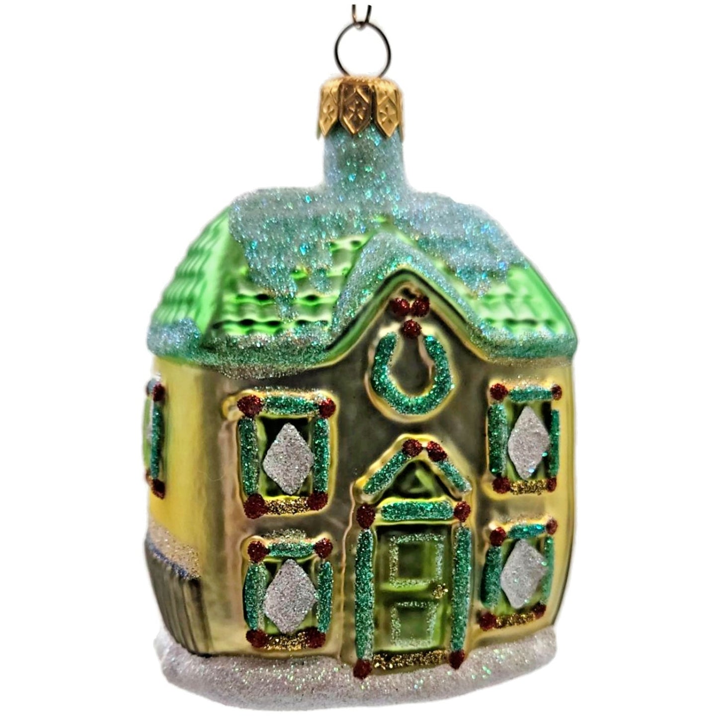 Patricia Breen Garland House Gold Green Roof Pine Christmas Ornament Milaegers