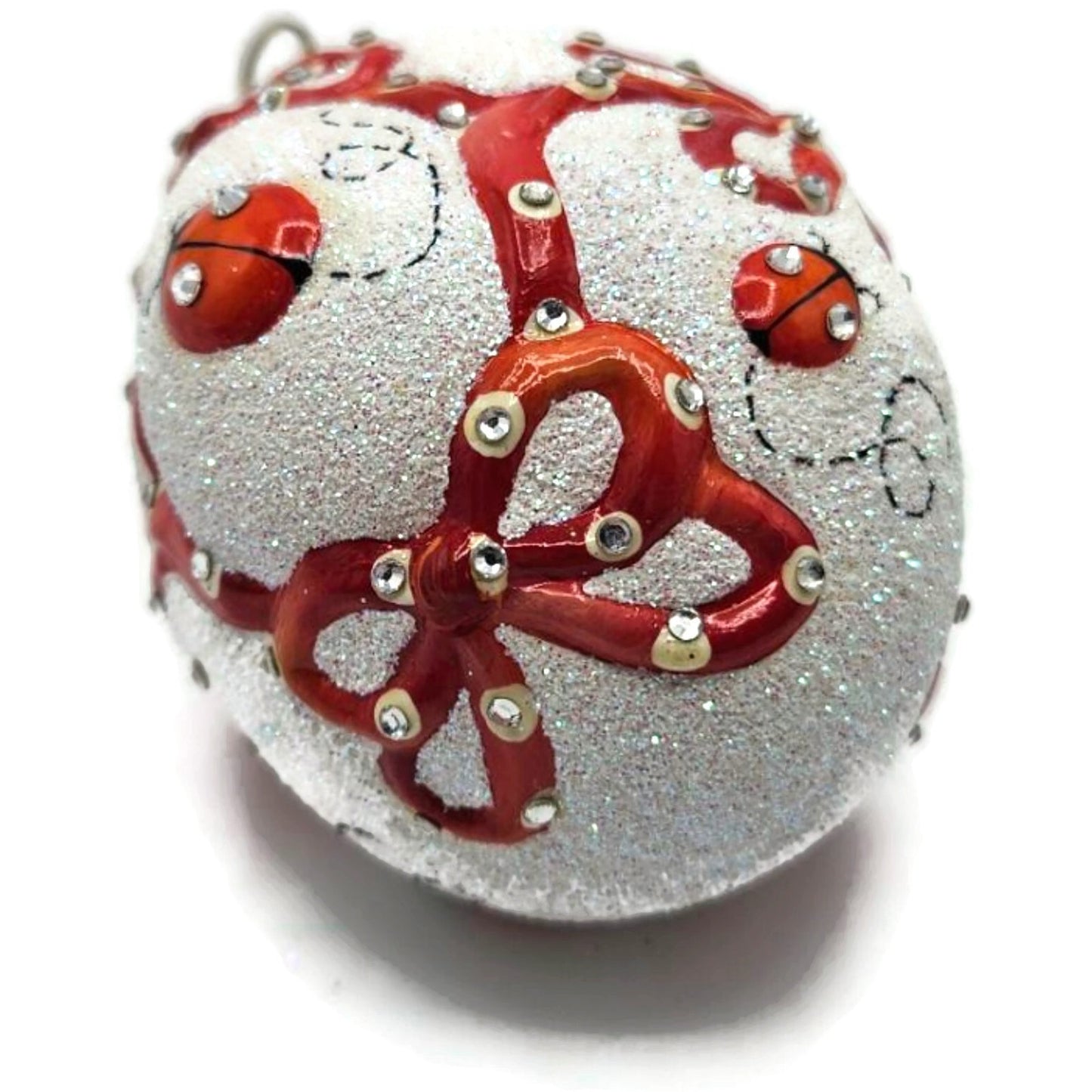 Patricia Breen Beribboned Egg Ladybugs Red White Easter Christmas Tree Ornament