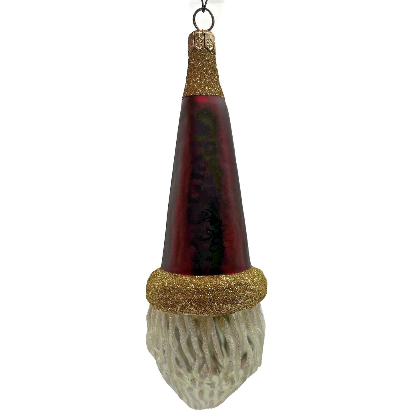 Patricia Breen Wink of His Eye Bordeaux Santa Claus Head Christmas Tree Ornament