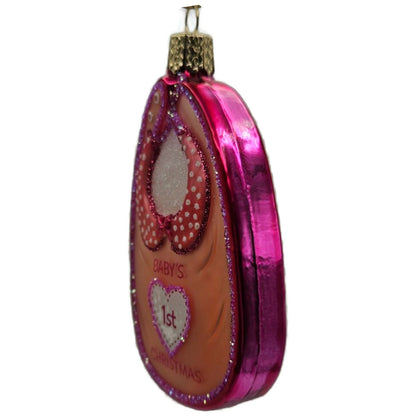 Old World Christmas Pink Baby Bib Girl Baby First Christmas Holiday OWC Ornament