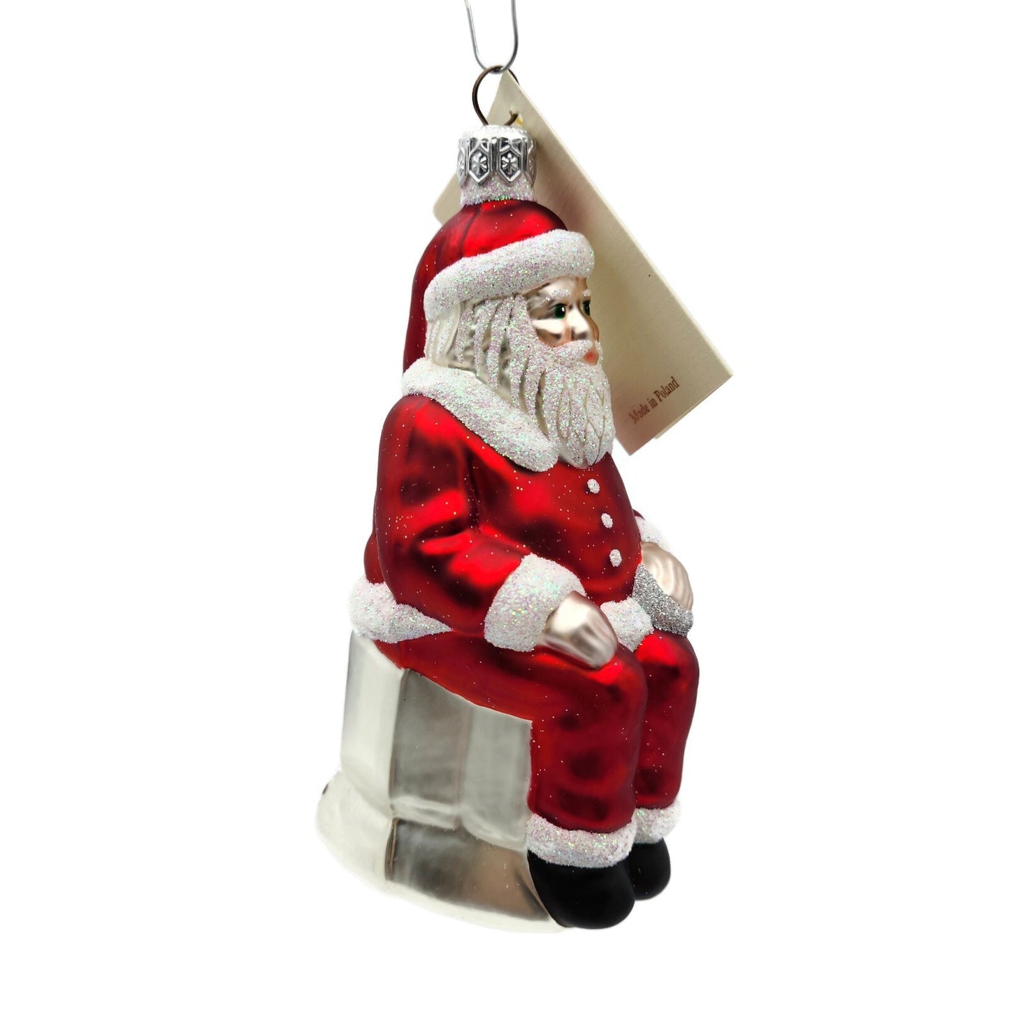 Patricia Breen Cyberspace Santa Sitting Red Silver Mouse Christmas Ornament 9711