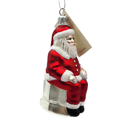 Patricia Breen Cyberspace Santa Sitting Red Silver Mouse Christmas Ornament 9711