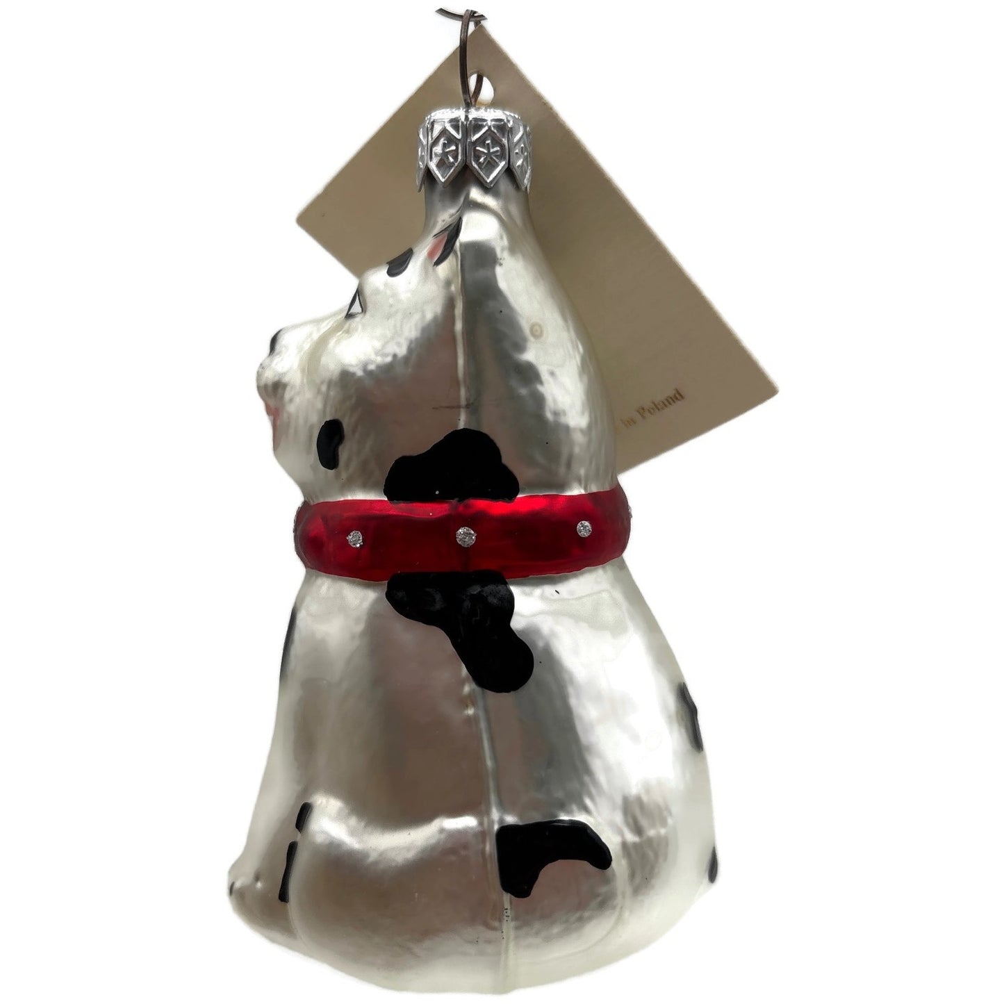 Patricia Breen Laughing Dog Sitting Pearl White Animal Christmas Tree Ornament