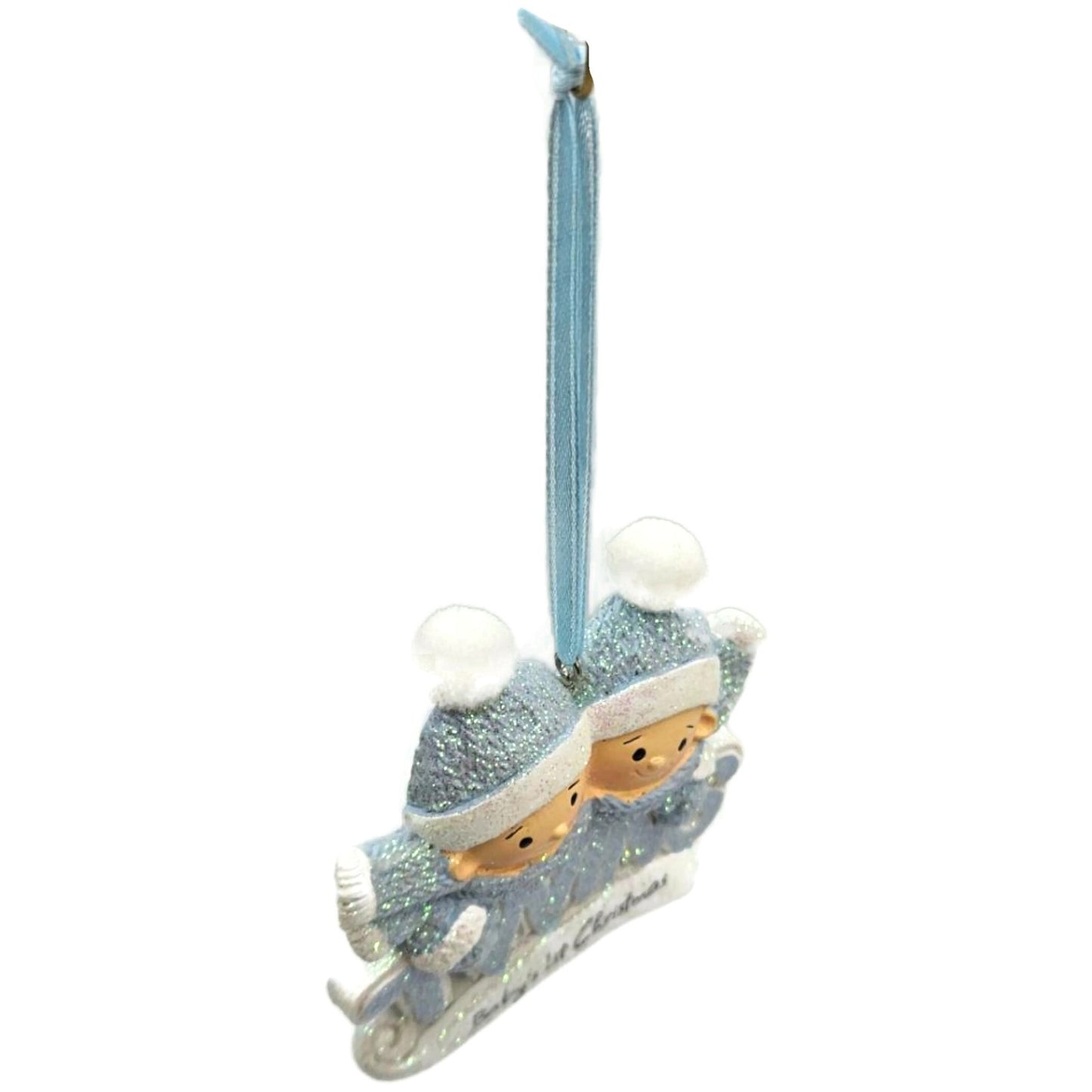 Midwest CBK Baby's First Christmas Twin Boys Blue Resin Holiday Tree Ornament