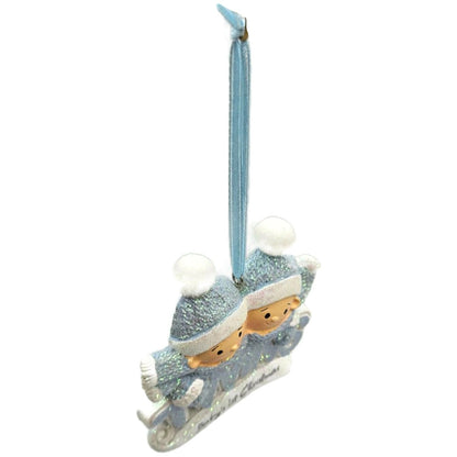 Midwest CBK Baby's First Christmas Twin Boys Blue Resin Holiday Tree Ornament