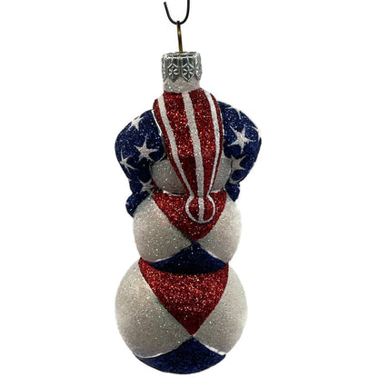 Patricia Breen Harlequin Snowman Patriotic Stars Stripe Christmas Tree Ornament
