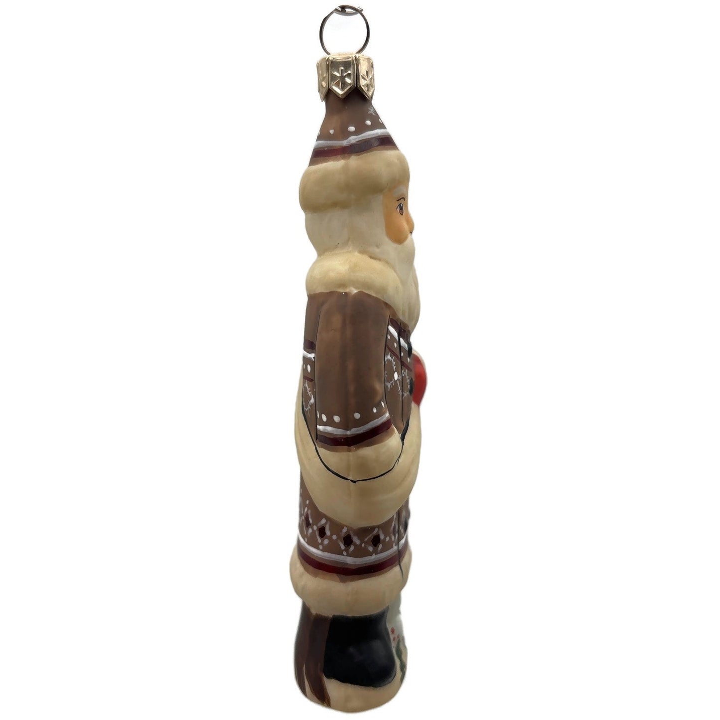 Vaillancourt Folk Art Brown Father Santa Claus Christmas Tree Ornament