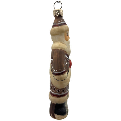 Vaillancourt Folk Art Brown Father Santa Claus Christmas Tree Ornament