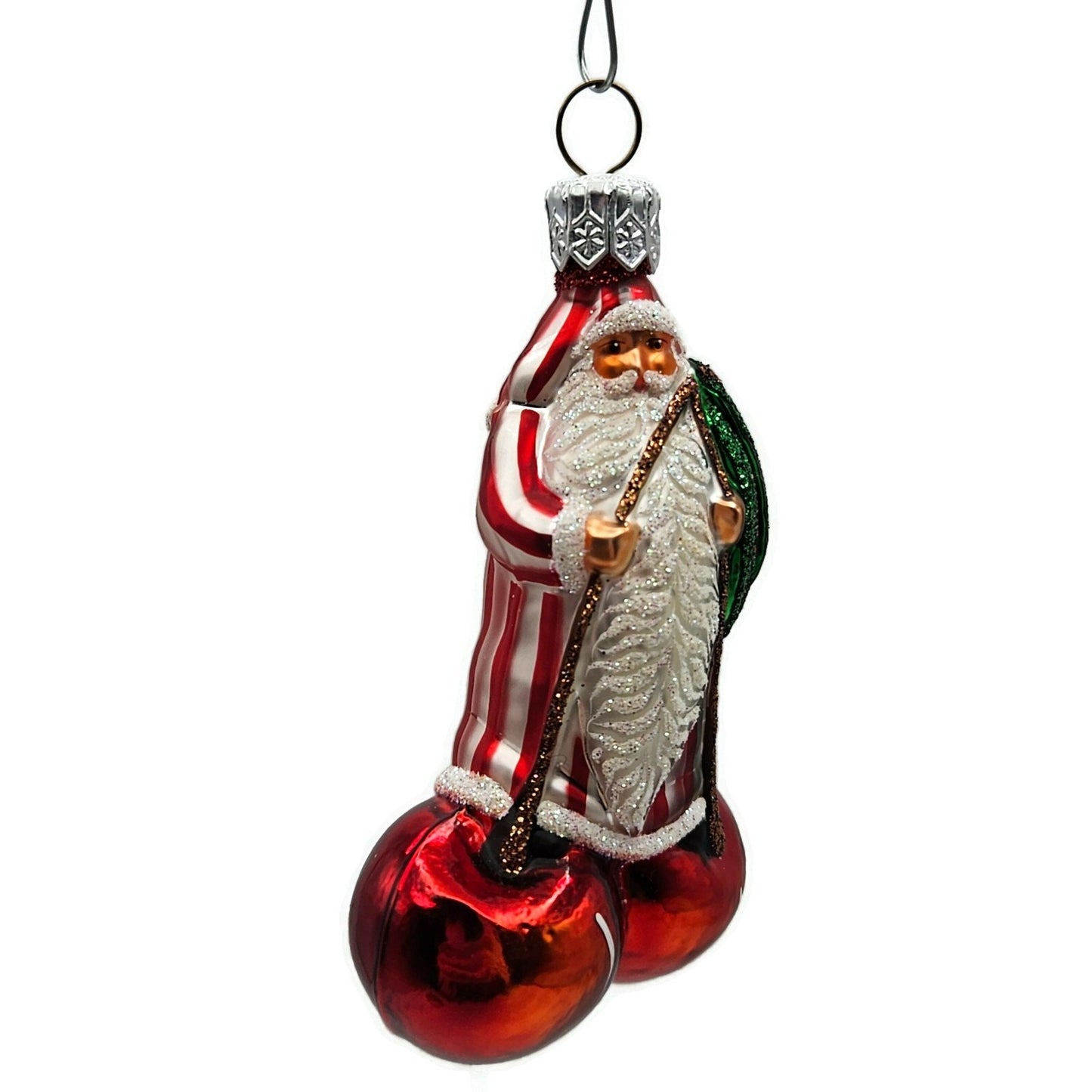 Patricia Breen Cerise Santa Claus Striped Cherry Fruit Christmas Tree Ornament
