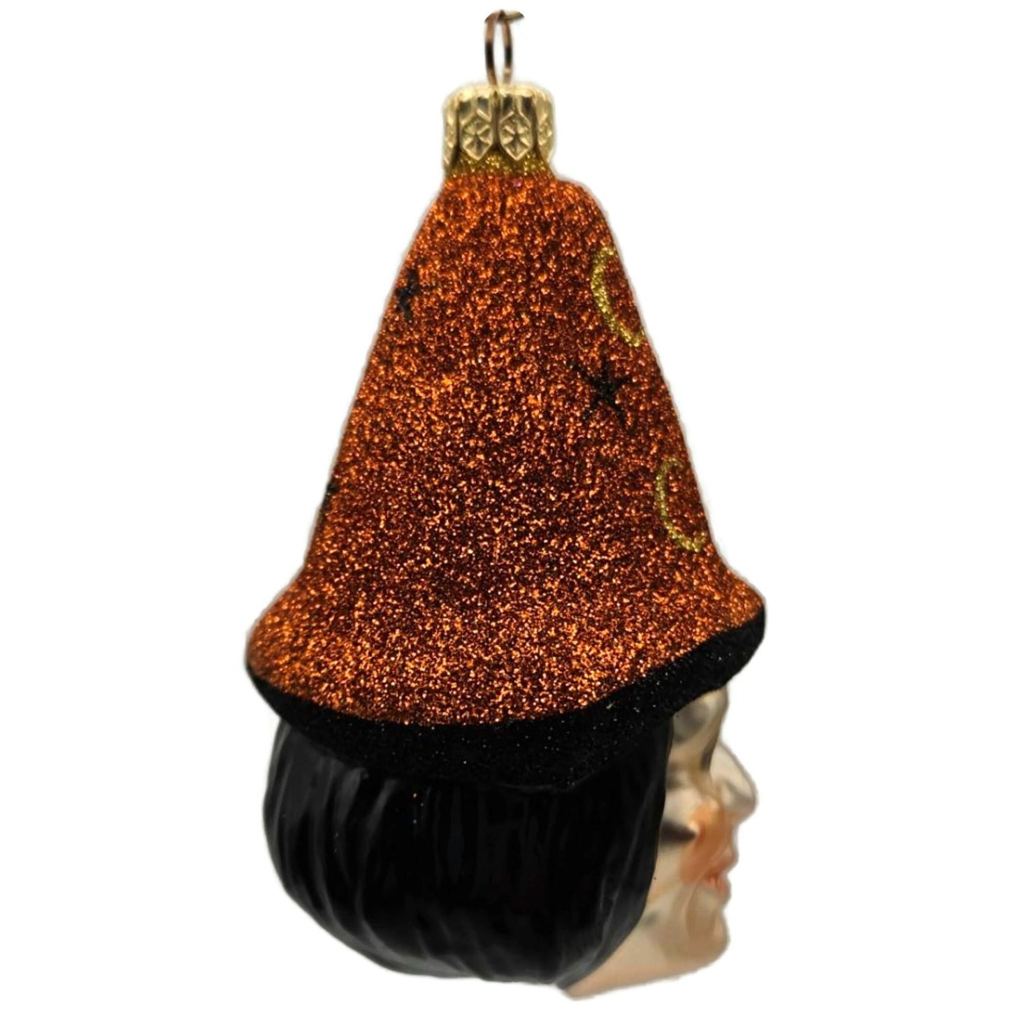Patricia Breen Witch Hazel Orange Glitter Hat Moon Halloween Christmas Ornament