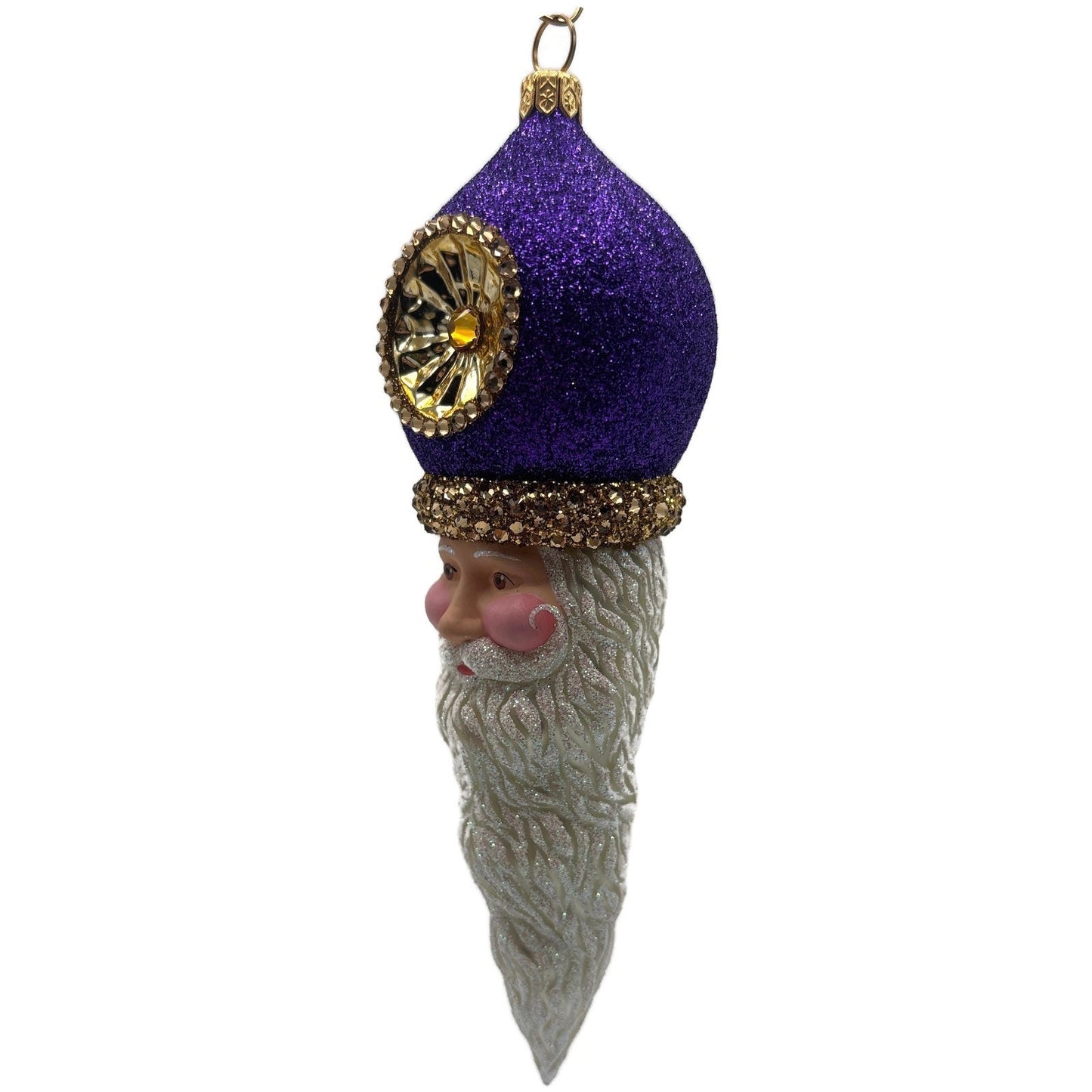 Patricia Breen Vendome Claus Glittered Purple Reflector Christmas Ornament CATZ