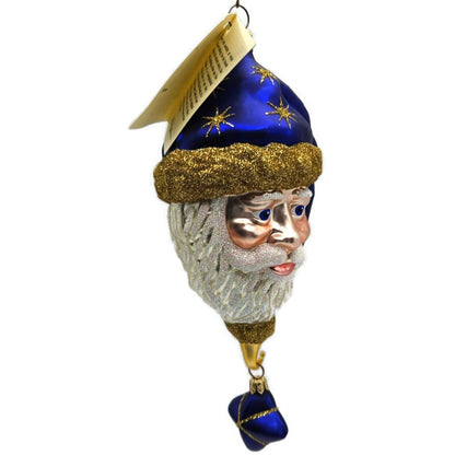 Patricia Breen Goodnight Santa Blue Glittered Stars Christmas Tree Ornament