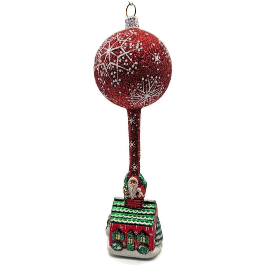 Patricia Breen Hes Here Red Santa Claus Snowflakes House Christmas Tree Ornament